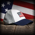 Navy White & Gray American Flag Ball Cap