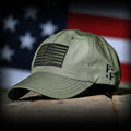 Ranger Green Ripstop Full Fabric American Flag Range Hat, Front Left View