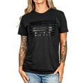 Women's Boyfriend Fit Murdered Out American Flag T-Shirt Front View #2