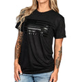 Women's Boyfriend Fit Murdered Out American Flag T-Shirt Front View #3