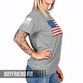 Women's Vintage American Flag Patriotic Boyfriend Fit T-Shirt
