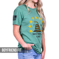 Women's Don't Tread on Me Patriotic T-Shirt (Heather Green)