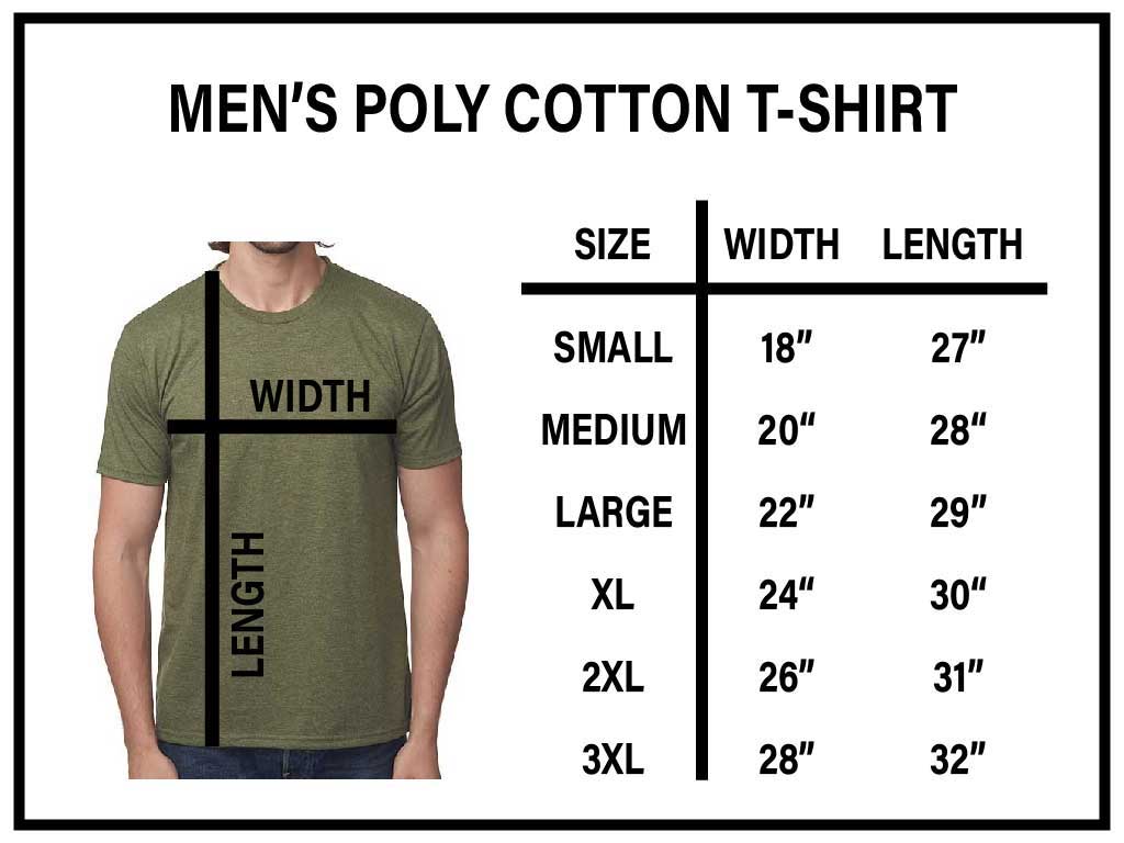 Mens Poly-Cotton Shirt Size Chart